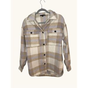 FORE Plaid Button-Up Wool Blend Shacket Size Small NWOT